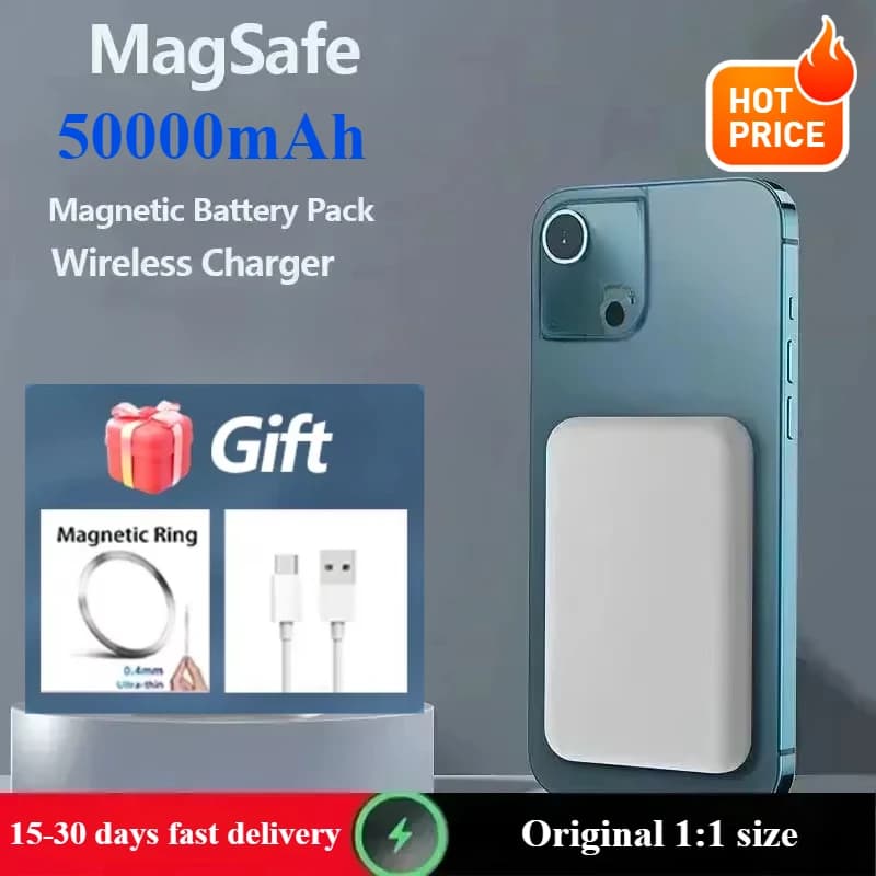 Power Bank Magnetico Portatile Originale 1:1 per Magsafe 2026, Custodia Caricabatterie Wireless a Ricarica Rapida per iPhone Samsung Xiaomi