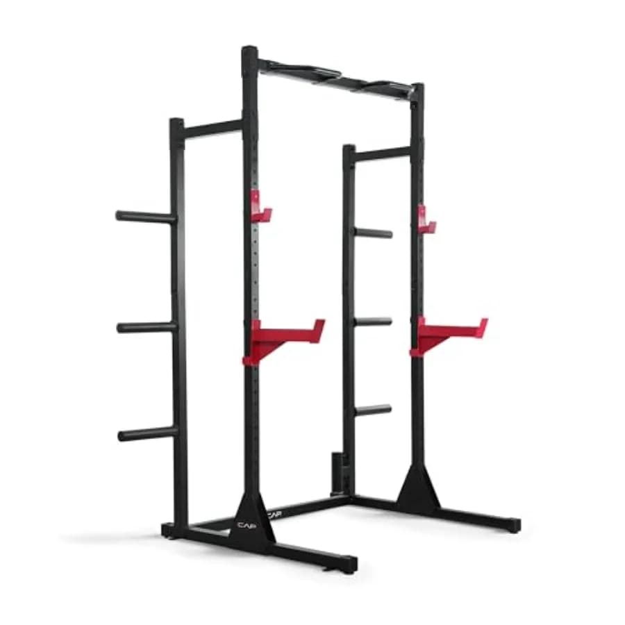 Power Rack with Pull Up Bar Attachments for home gym use, steel construction, black/red/blue/grey options, heavy-duty 1000 lb c