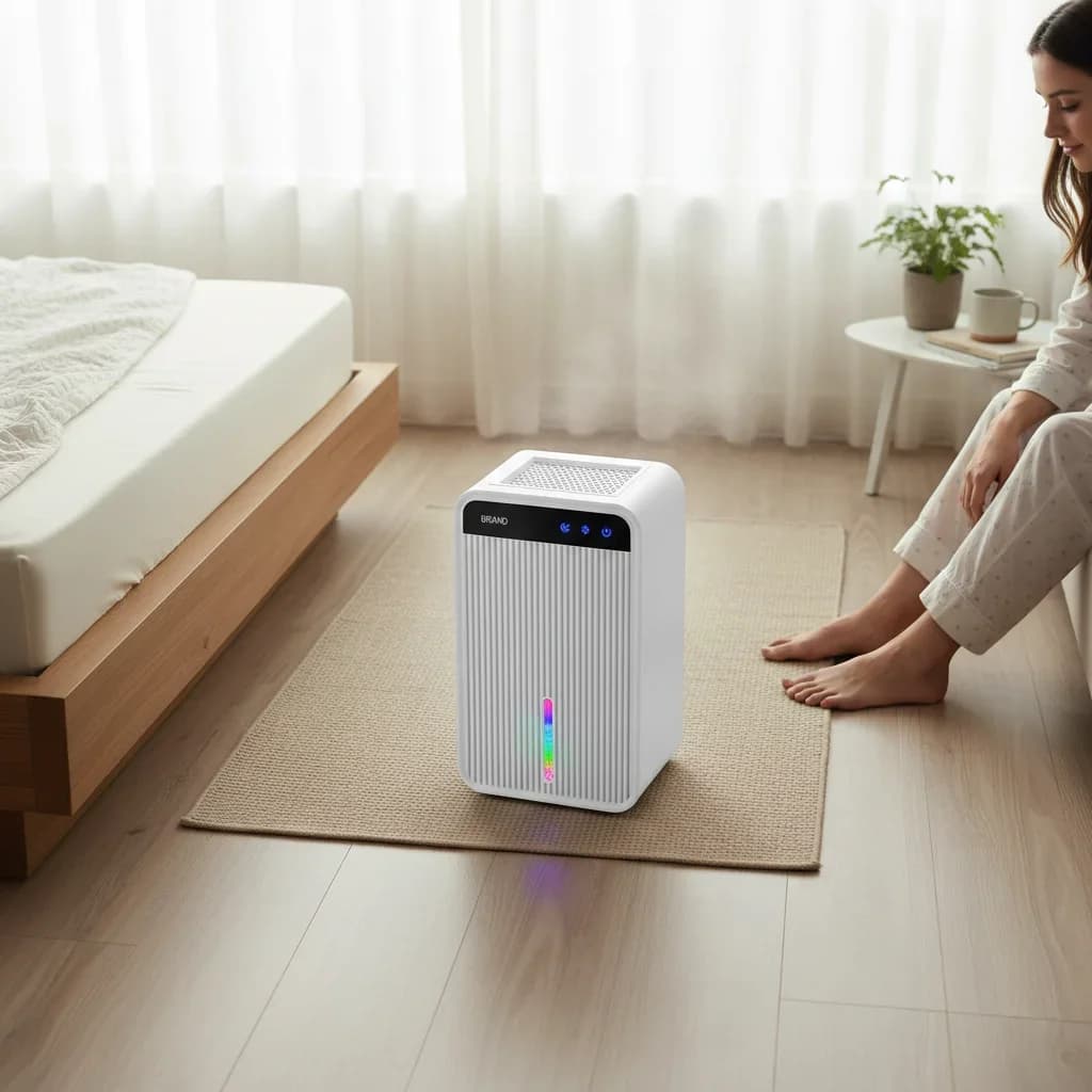 Deumidificatore elettrico piccolo da 1,1 litri Deumidificatore elettrico per ambienti Deumidificatori silenziosi per la casa con funzione di scongelamento e sonno 2025