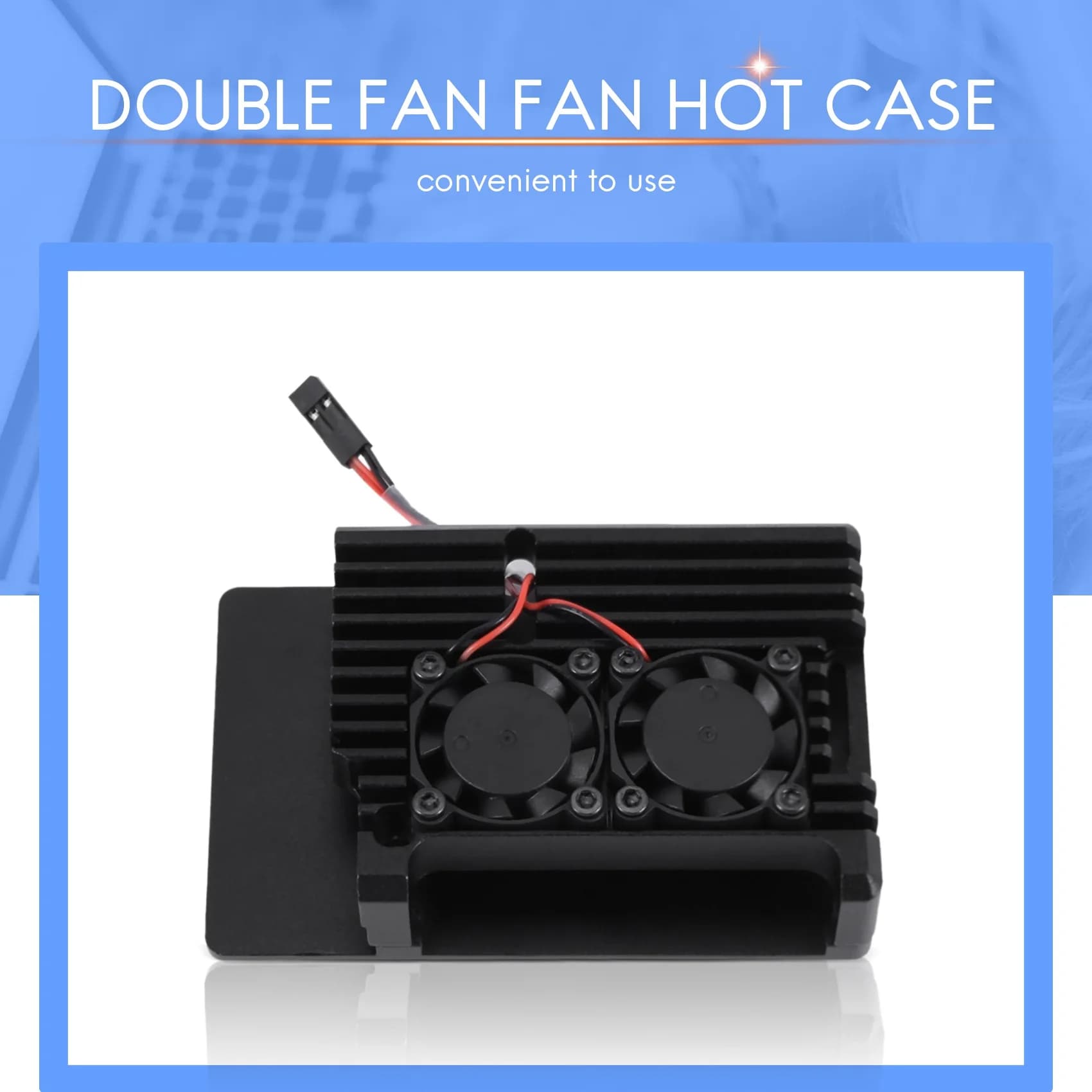 Leading-For Raspberry Pi 4 Aluminum Case With Dual Cooling Fan Metal Shell Black Enclosure For Raspberry Pi 4 Model B