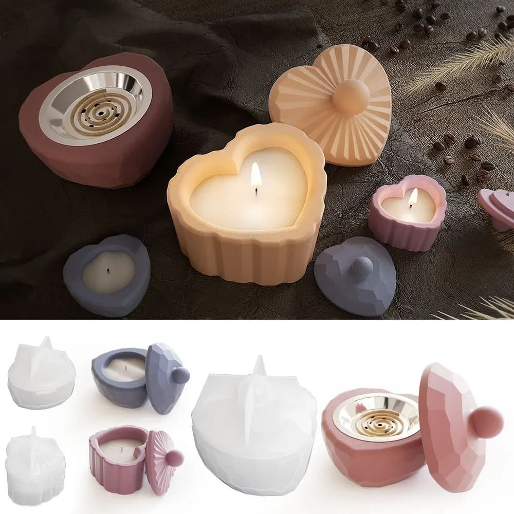Love Shape Strip Candle Prints Candle Cup Storage Jar Silicone Print Aromatherapy DIY Creation of chalk Resin Stamp Home Decorations
