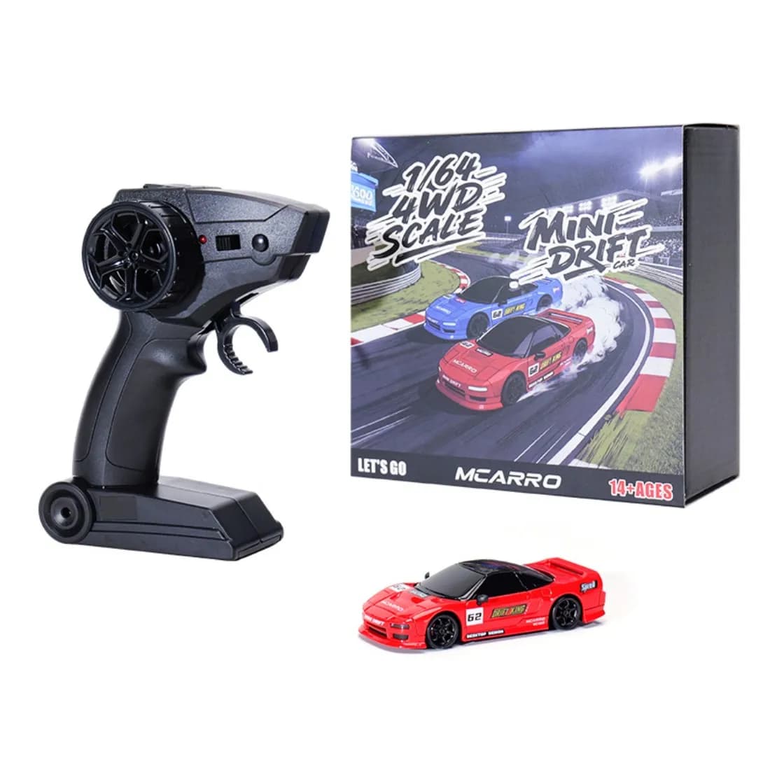 1/64 Micro RC Drift Car 2.4G 4WD Desktop Racing Vehicle with Gun-Style Transmitter High/Low Speed LED Lights Mini RTR Hobby Toy