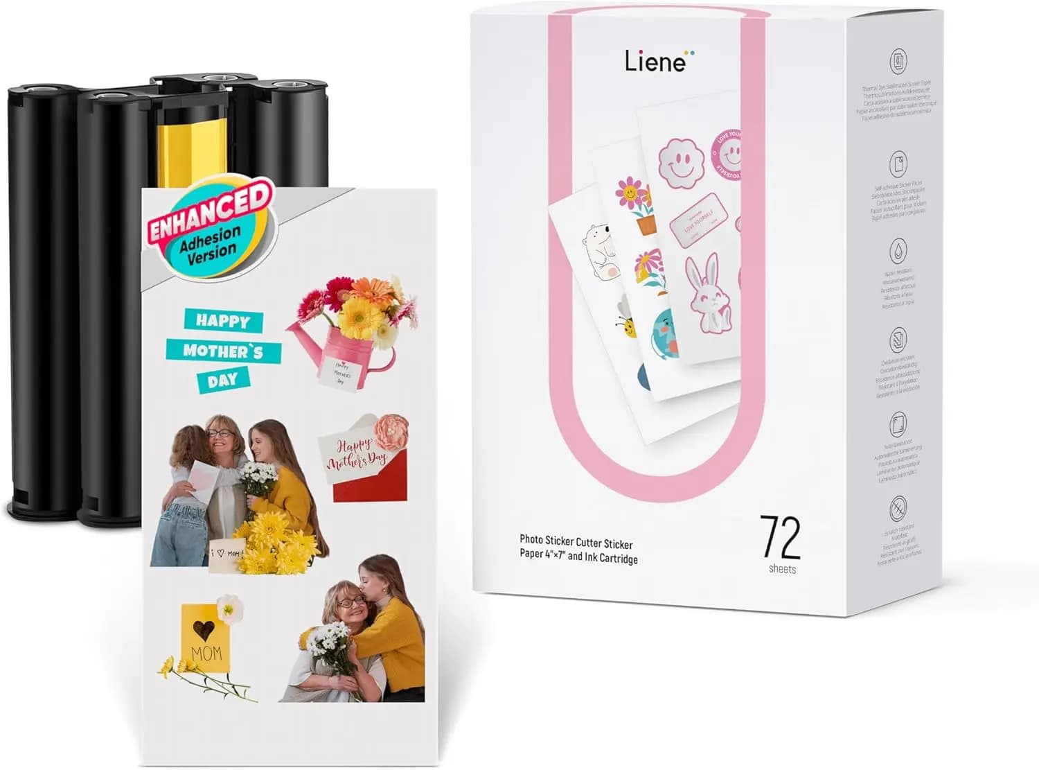 Carta Adesiva a Forte Adesione con Cartucce d'Inchiostro - 72 Fogli, Sublimazione a Tinta, Compatibile con PixCut S1