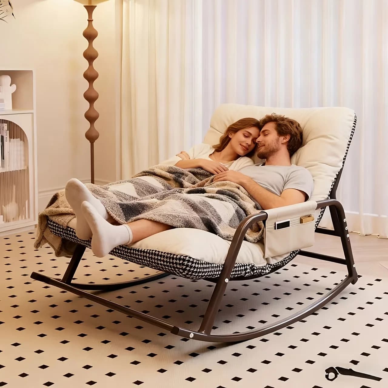 Modern Bedroom Pendulum Armchair, Double Reclining Sofa with Living Room and Bedroom cushion, Reclining Armchair
