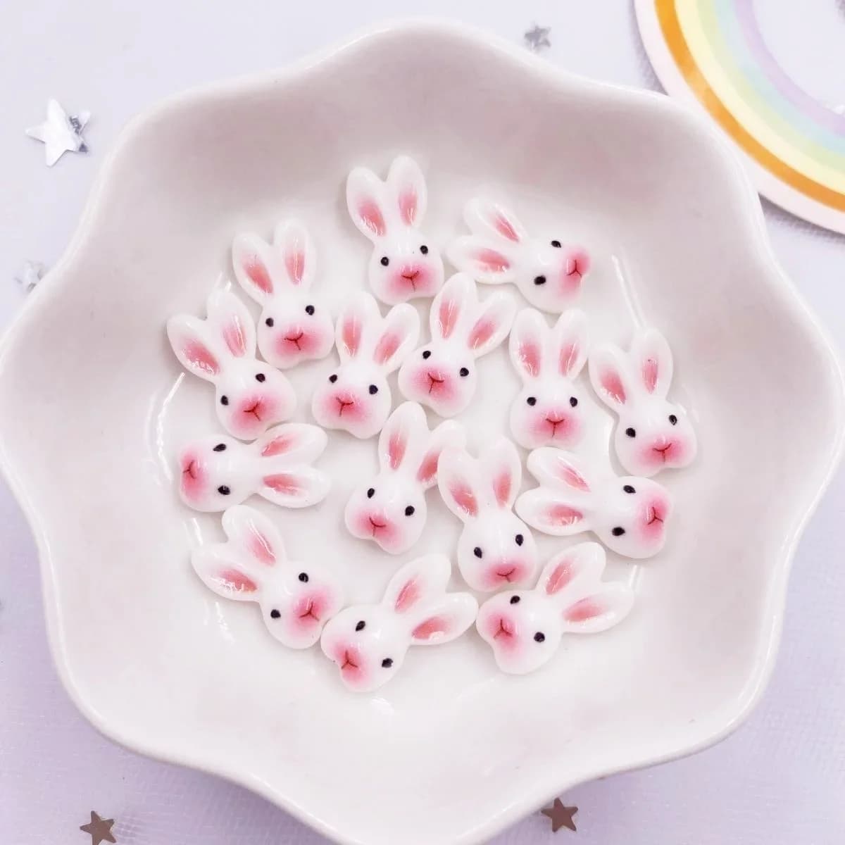20 Pieces Mini Rabbits Kawaii in Resin, Nail Decorations, Figurine Plates, Jewelry Accessories, Scrapbooking and Craftsmanship