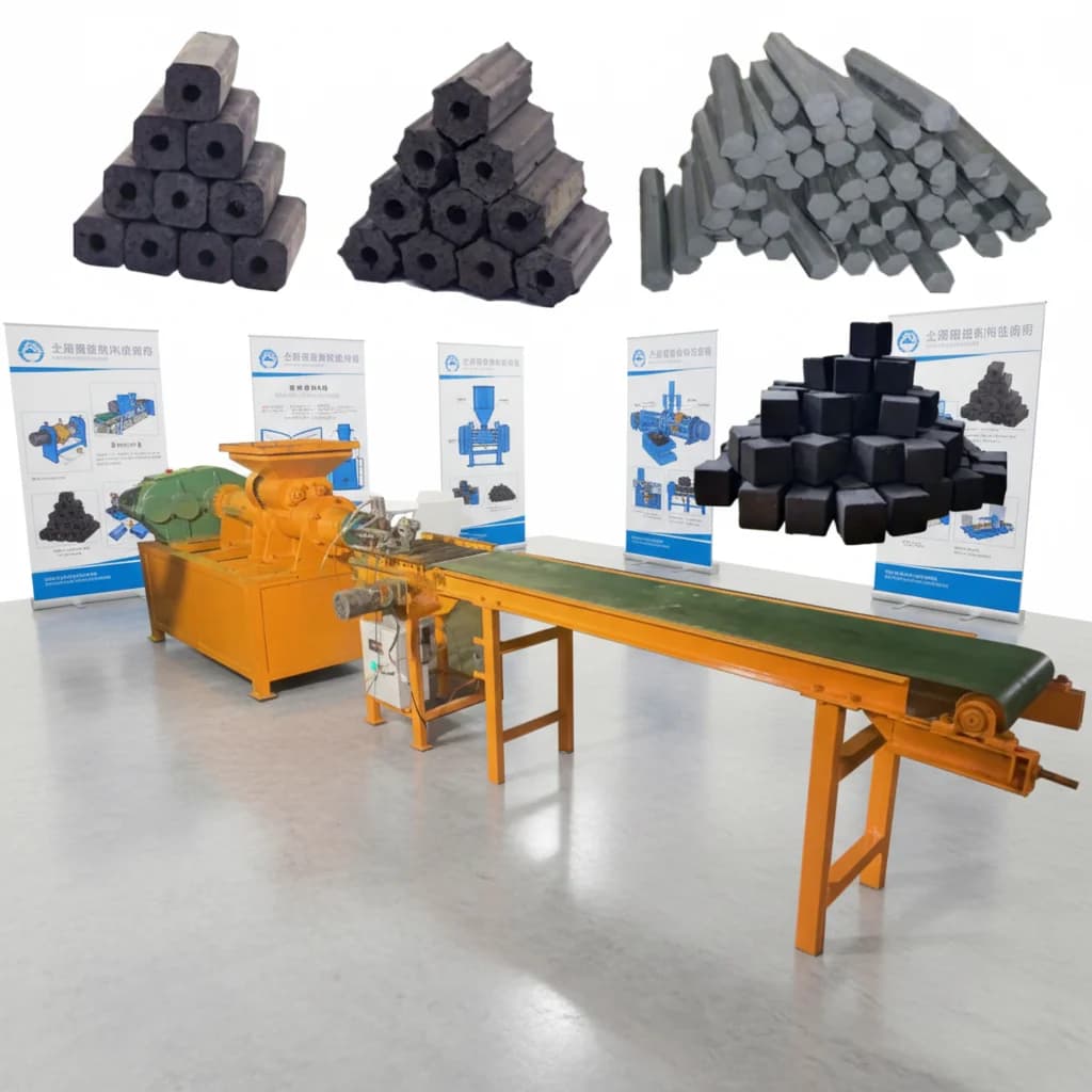 Coconut Shell Coal Powder Rod Extruder Briquette Making Machine Charcoal Stick Maker Barbecue Carbon Making Machine