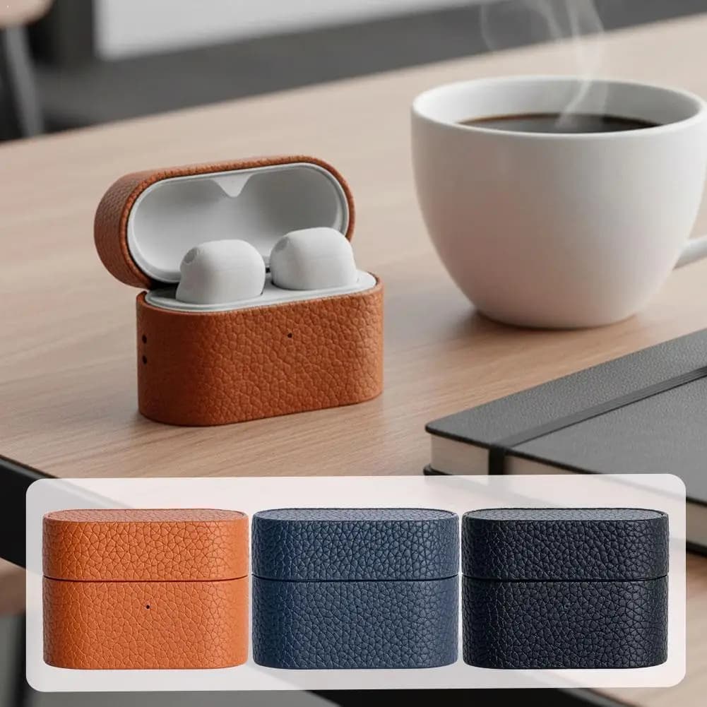 Custodia in vera pelle a grana fine per Sony WF-1000XM6 - Accessori protettivi per auricolari wireless con motivo LiZi