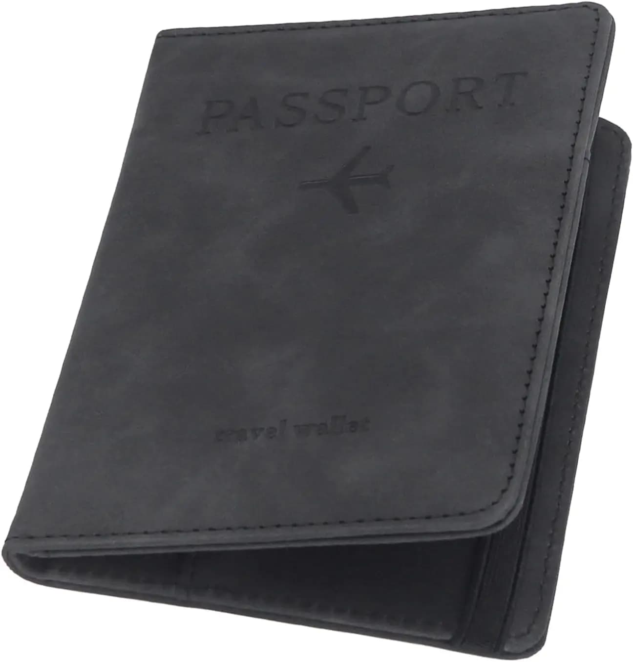 Porta Passaporto con Protezione RFID, Portafoglio da Viaggio con Scomparti per Carte, Accessorio da Viaggio Unisex Nero