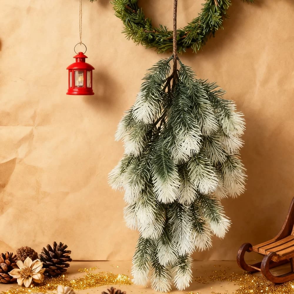 1/2 Pcs Artificial Pine Needle Plant Plastic Hot Christmas Tree Decoration Hanging Wreath Home Outdoor Ornament Garden DIY Gifts