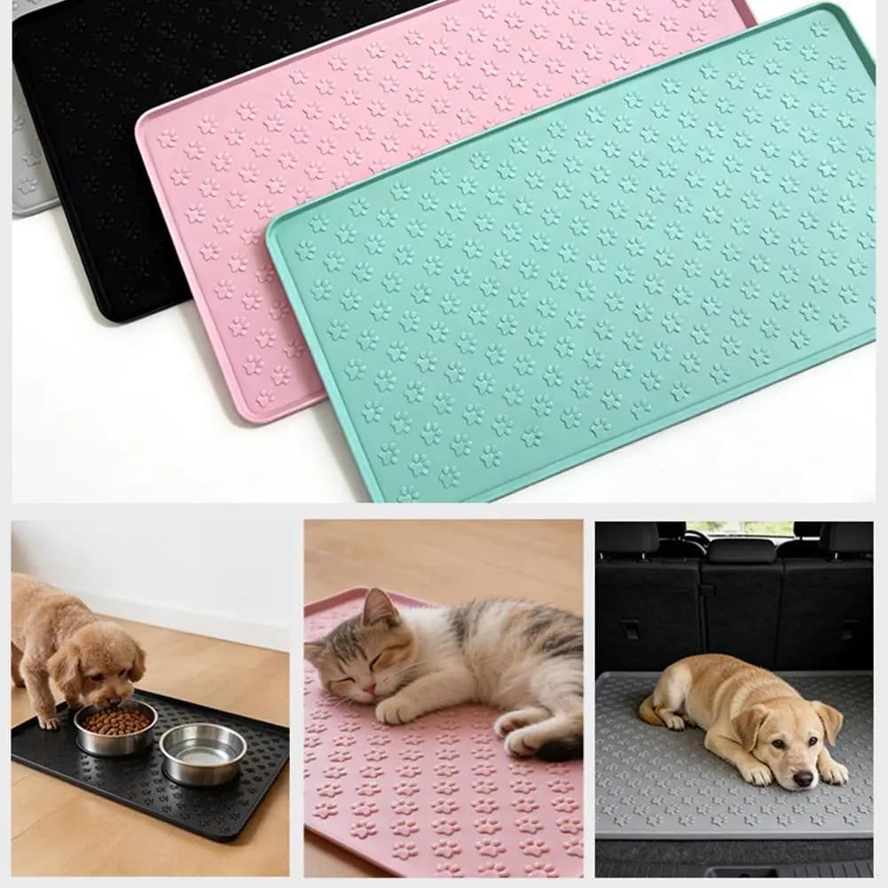 Silicone Pet Feeding Mat Waterproof Spill Proof Food Mat For Dogs Cats Non Slip Bowl Placemat Easy To Clean Kitchen Accessory
