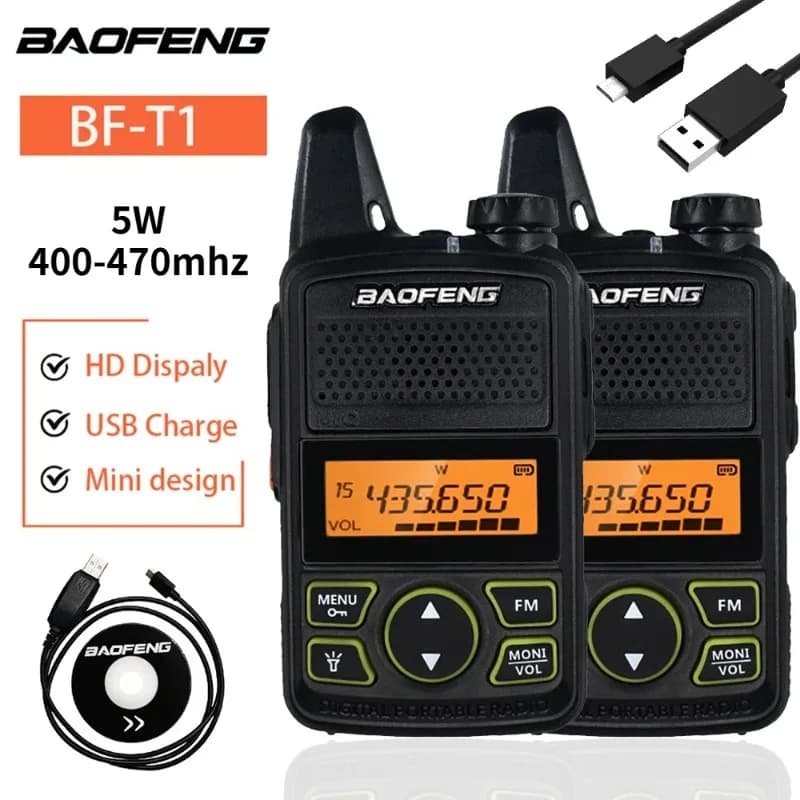 2pcs MINI Walkie Talkie Baofeng BF-T1 Woki Toki USB Charger Child Intercom HF Transceiver Protable CB Ham Radio UHF Transmitter