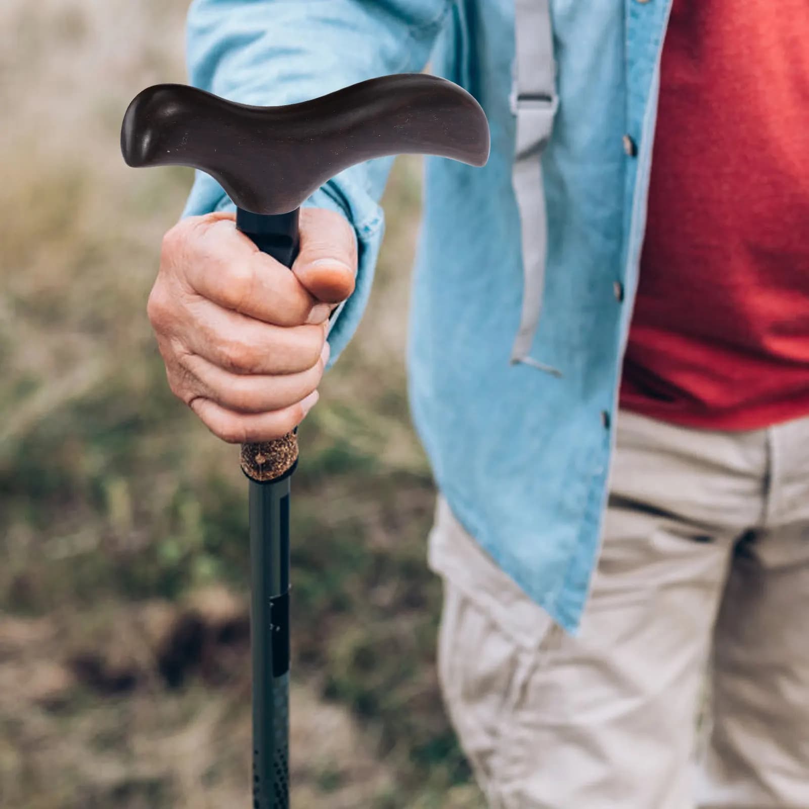 Impugnatura di Ricambio in Legno per Bastone da Trekking, Antiscivolo e Ammortizzante, per Escursionismo e Camminata