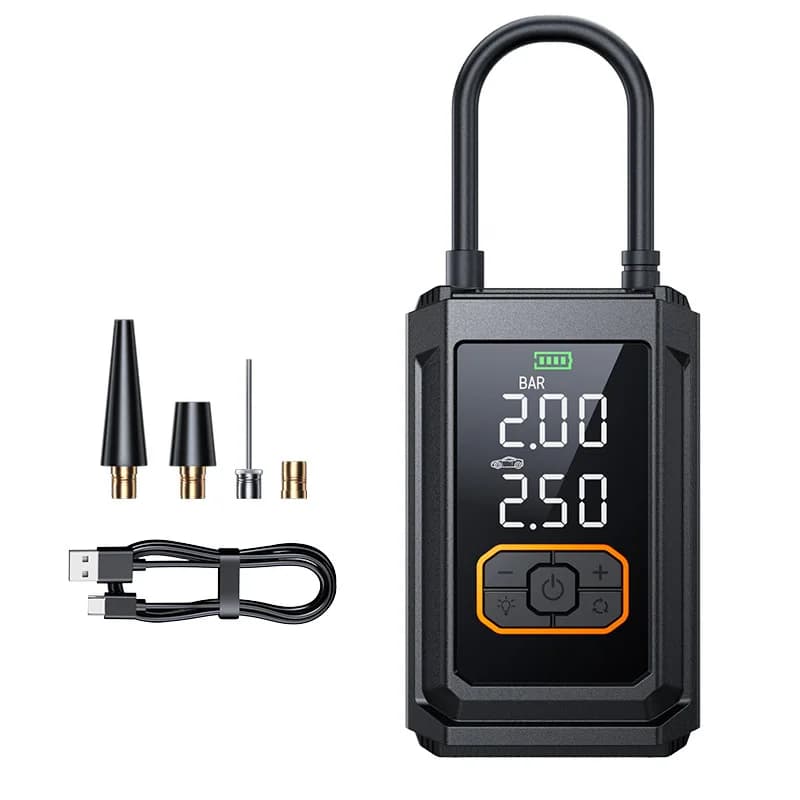 Mini Compressore d'Aria Portatile Wireless Intelligente con Batteria Ricaricabile Integrata da 4000mAh per Auto, Moto, Biciclette, Palloni da Basket e Calcio
