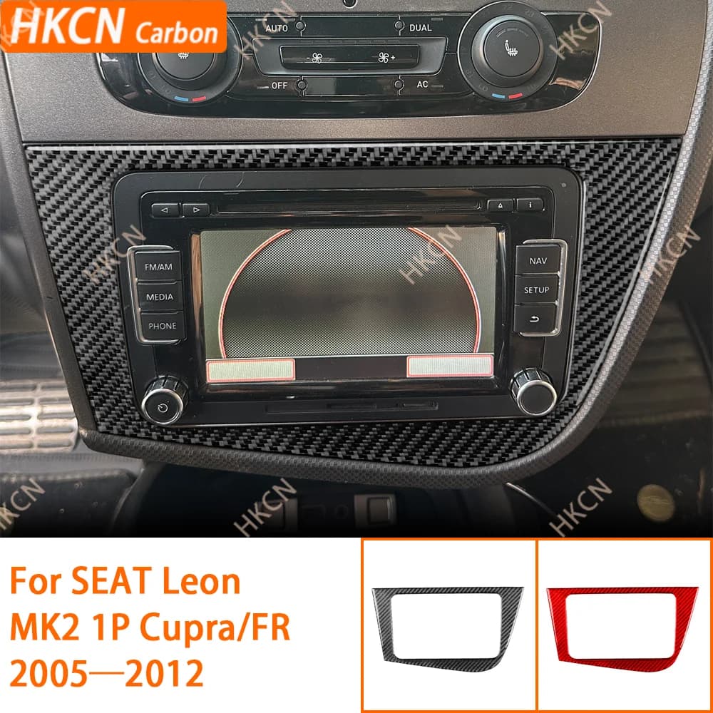 Adesivo in fibra di carbonio 3K per SEAT Leon Mk2 1P 2005—2012 Pannello esterno di navigazione per console Adesivo antigraffio (facile installazione)