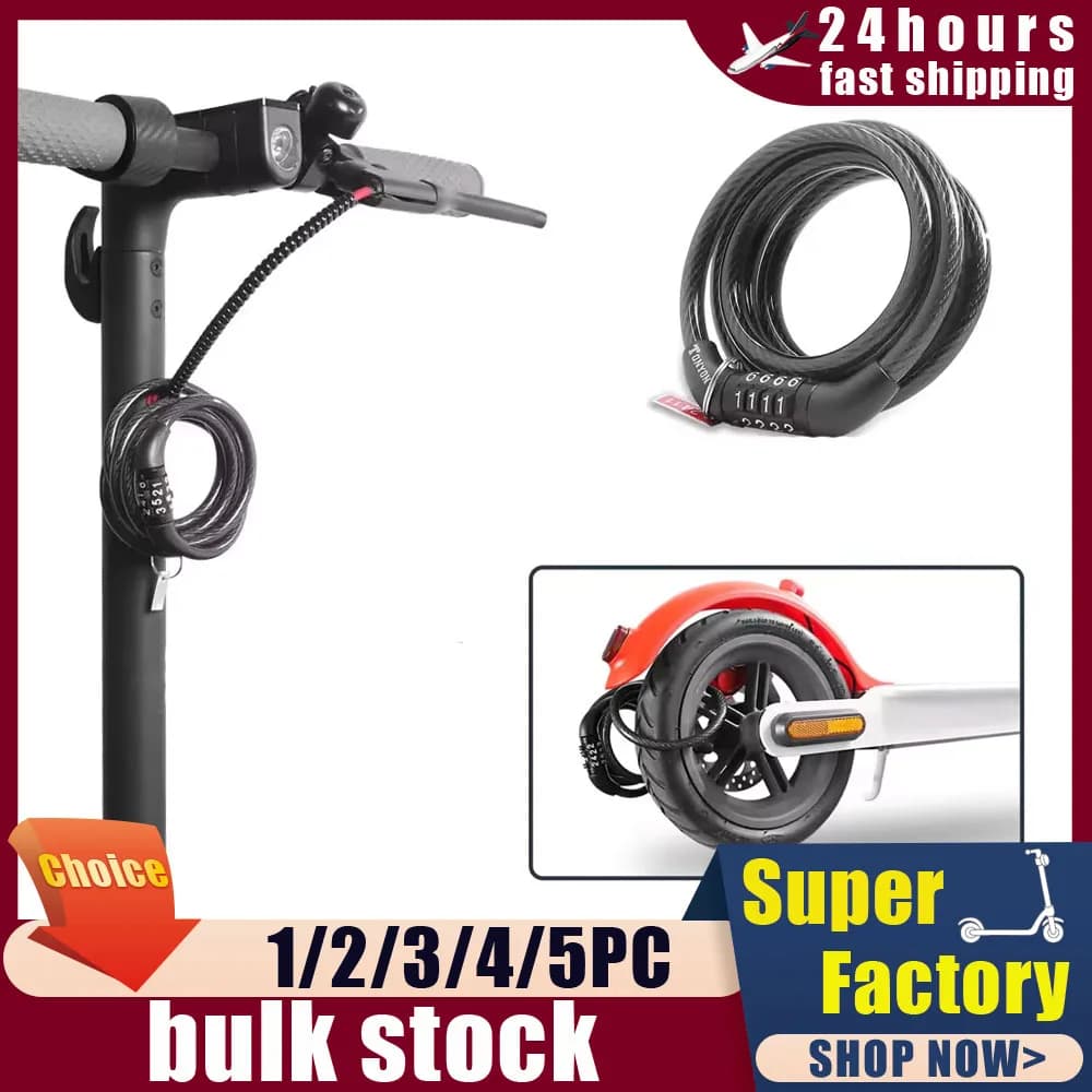 Accessori per Scooter elettrici serratura antifurto di sicurezza universale serrature per cavi a catena a spirale per Xiaomi Mijia M365/Ninebot MAX G30