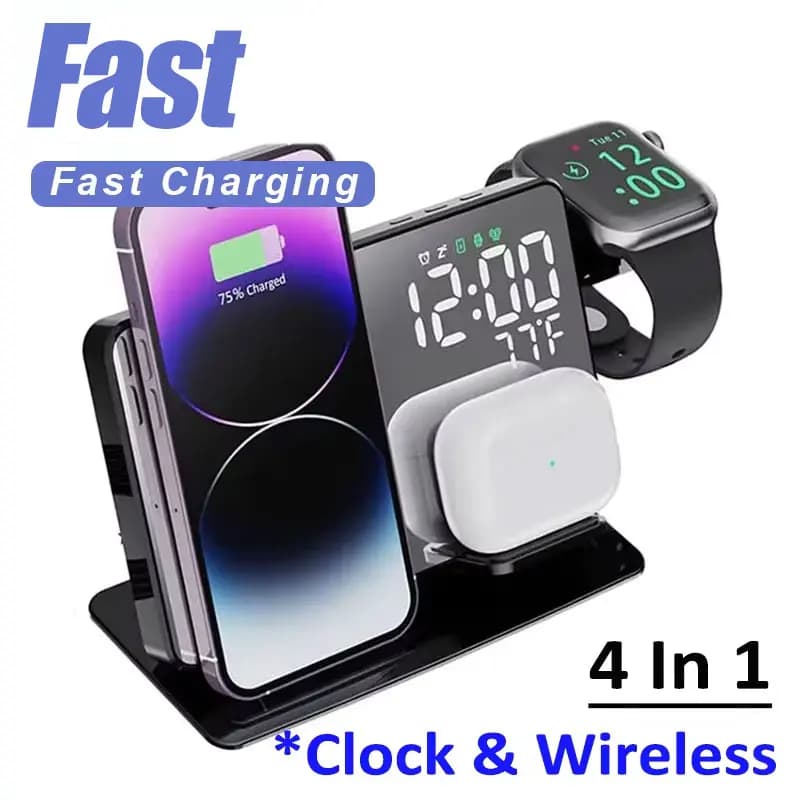 30W Quick Wireless Charger Dock Station for iPhone 14 13 12 11 XS XR X 8 Apple Watch 8 7 6 SE AirPods 3 Pro Phone Charging Support