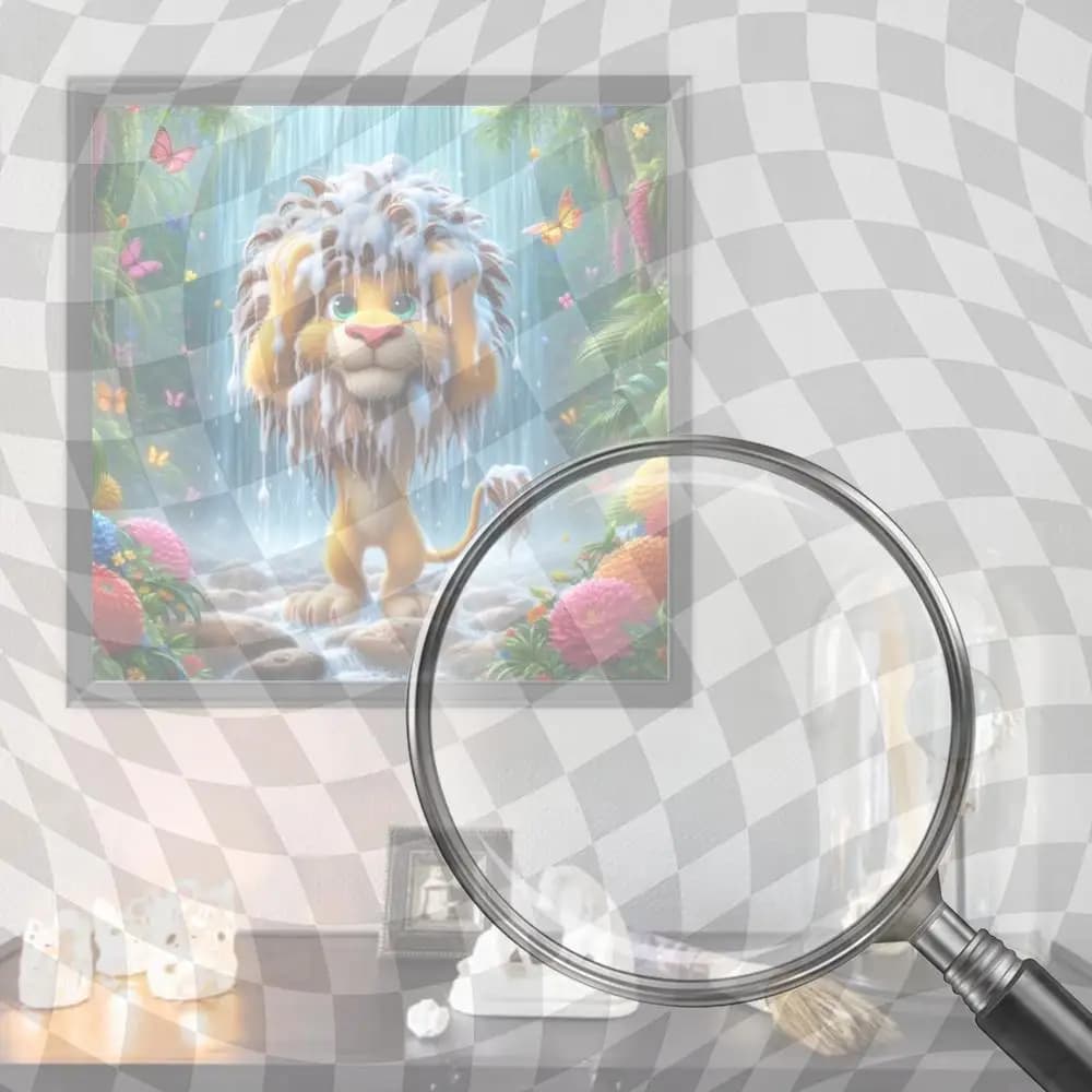 Lion 5D DIY Full Drill Round Diamond Painting Kit for Home Wall Decor 40x40cm