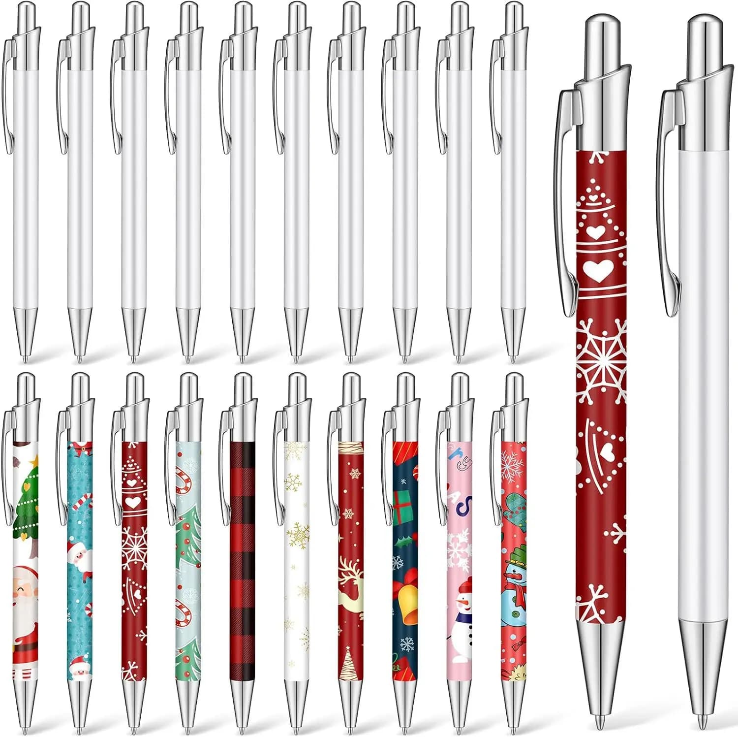 10pcs Retractable Ballpoint Pen with Shrink Films Sublimation Pens Blank Pens for Writing Pens Heat Transfer Ballpoint Pen Set