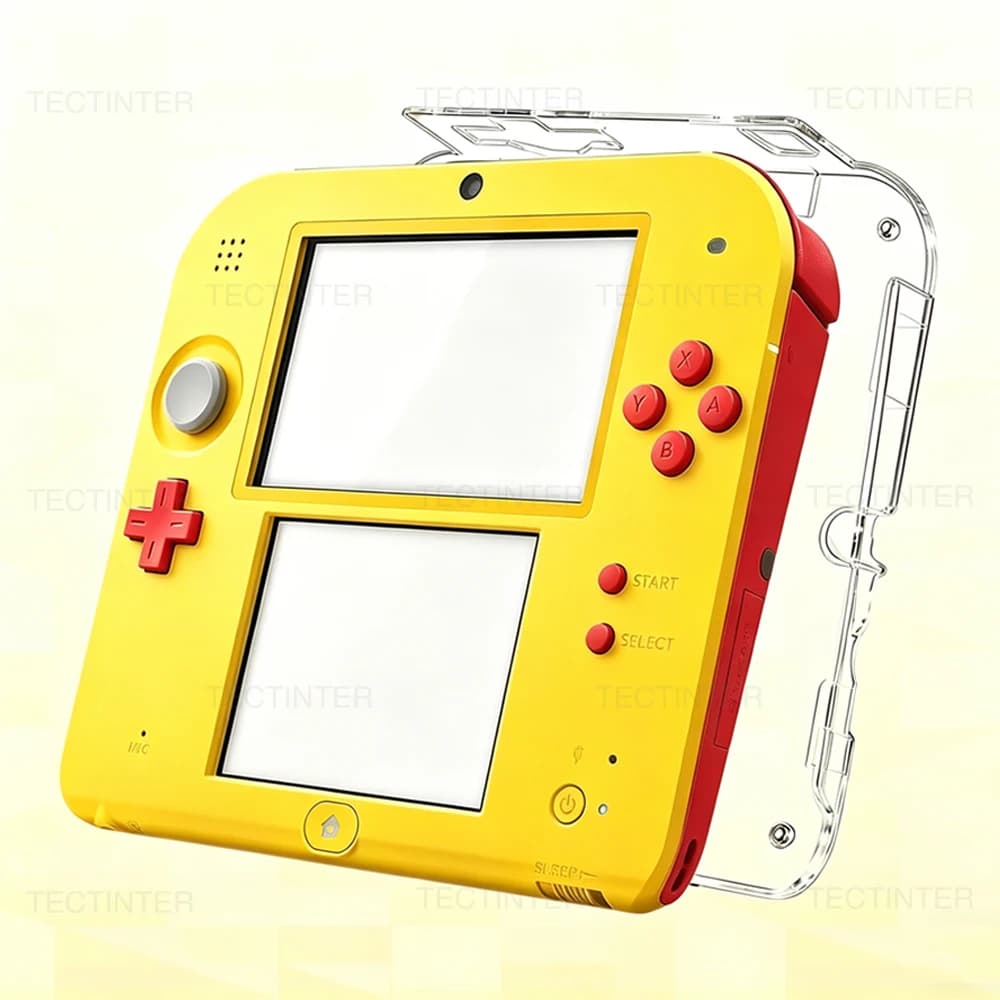 Custodia trasparente in cristallo per Nintendo 2DS, cover protettiva per console portatile, pellicola protettiva per schermo superiore e inferiore, accessori per 2DS