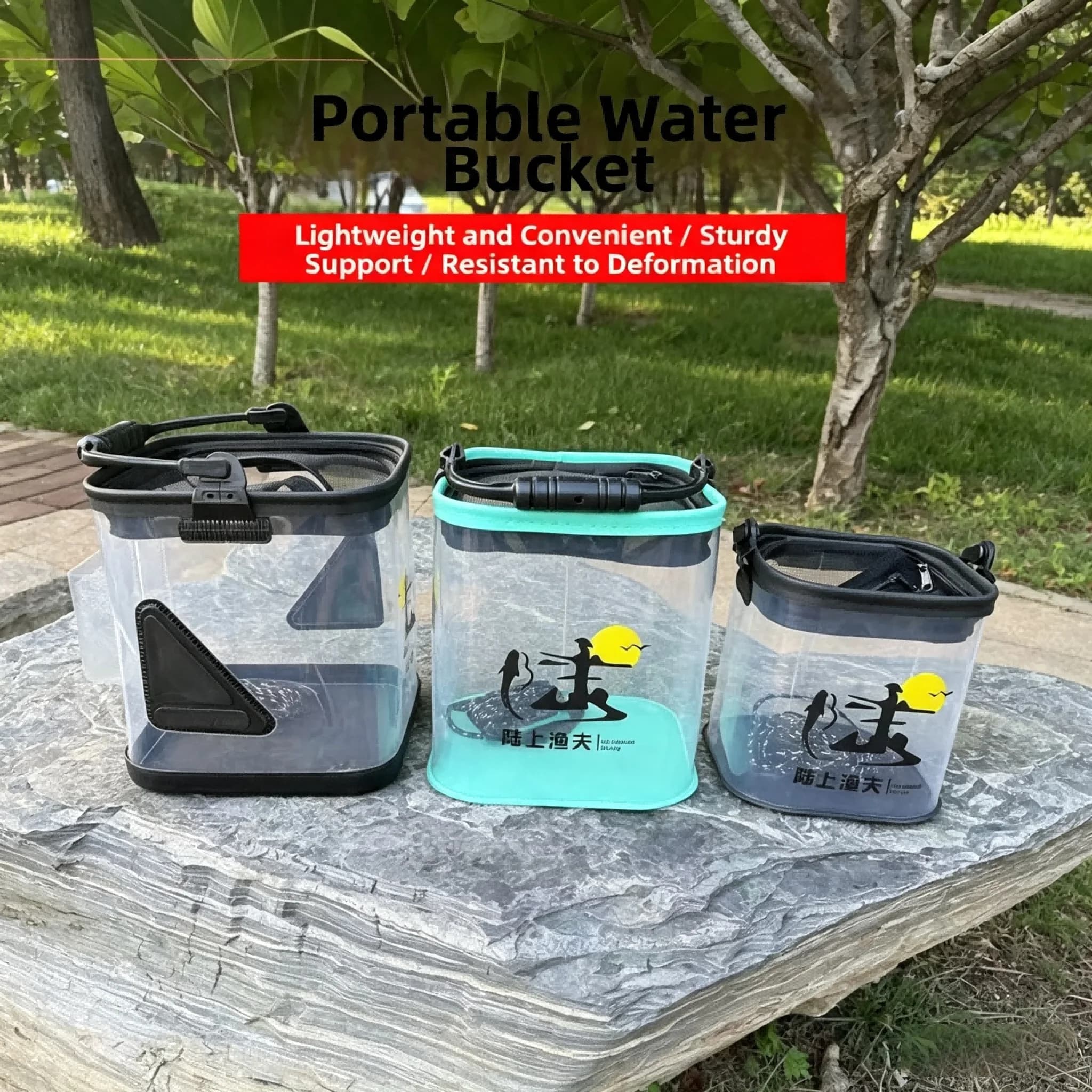 Rafford Transparent Fishing Bucket – Foldable, Multifunctional Live Fish Bucket / Fish Keeper