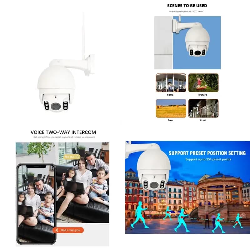 Anjielo 5MP WiFi HaLow IP Camera Night Vision AI Motion Detection Engineering Video Security Door White Low