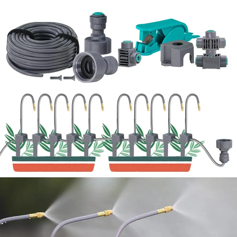 Sistema di irrigazione a nebulizzazione con ugello flessibile in ottone avanzato da 20cm-Spray a connessione rapida per tubo da giardino da 1/4"