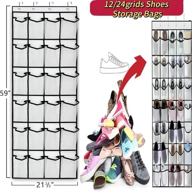 Scarpiera sopra la porta con grandi tasche in rete, organizer per scarpe da appendere per armadio, scarpiera da appendere