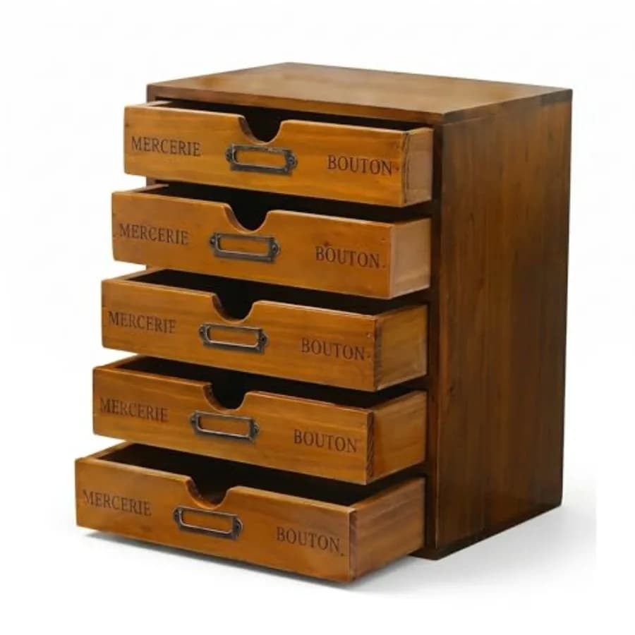 Organizer da scrivania vintage in legno - Contenitore per artigianato - Scaffale rustico - Decorazioni per la casa, organizer e accessori con strass - Ricamo