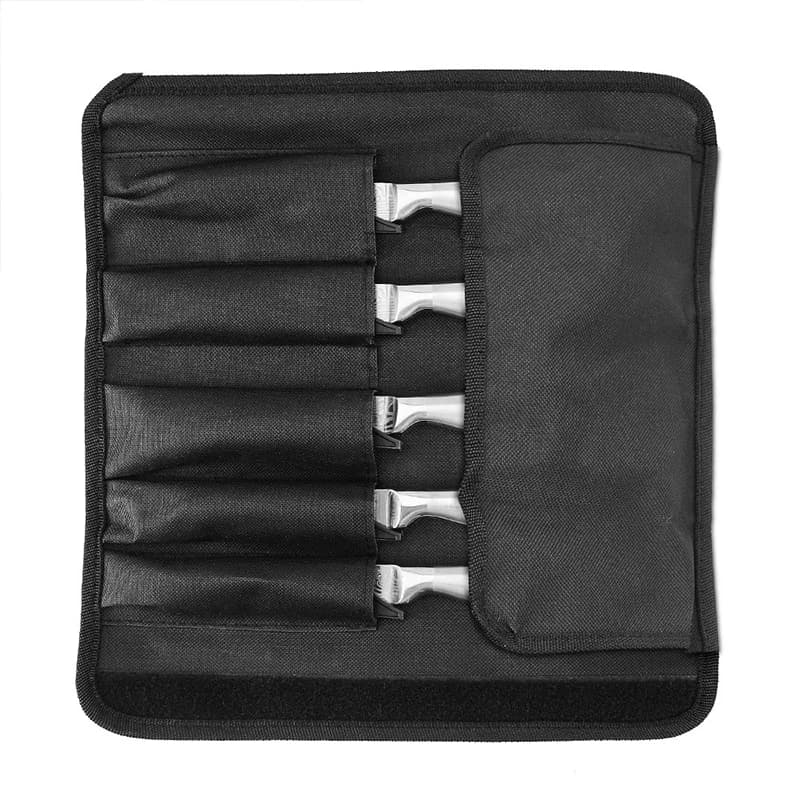 Cooking Knife Bag with 5 Slots Fabric Knife Bag Oxford Kitchen Knife Case for Stainless Steel Knife Storage Tool