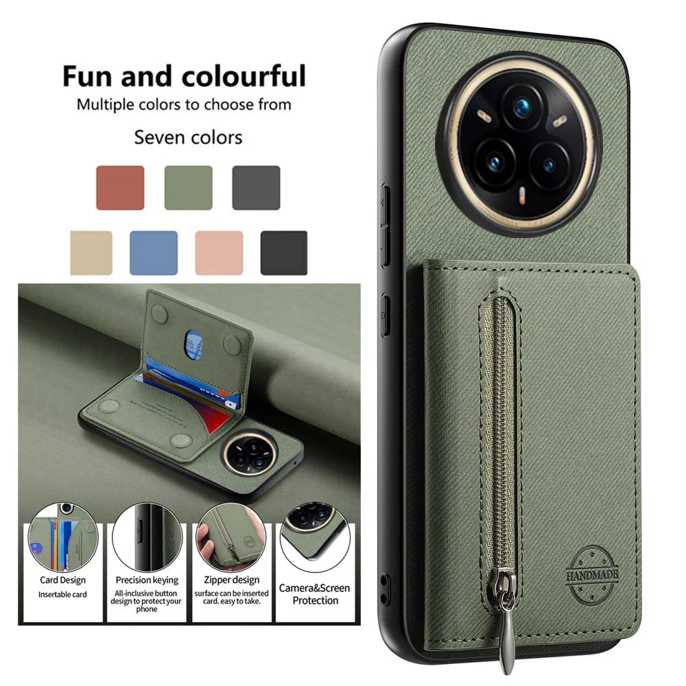 Realme 14 15 16 Pro Plus 5G Card Cover Zipper Leather RFID 360 Protect Bumper Coque Phone Realme 12 13 14X 15 Realme14 Back Case