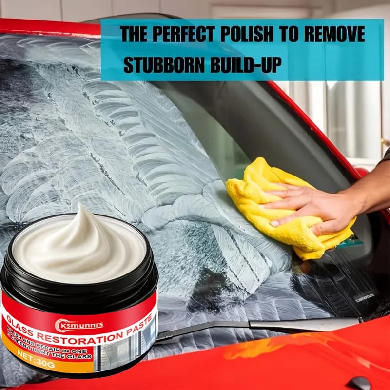 Professional Glass Repair Polishing Paste, Restore Clarity for Car Bathroom Mirror Glass