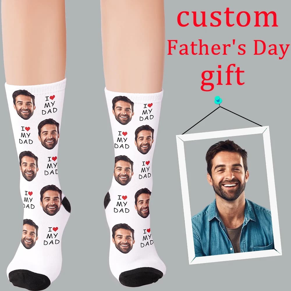 Customized fashion face socks fun tube socks casual fashion long socks the best surprise gift for Father's Day and birthday