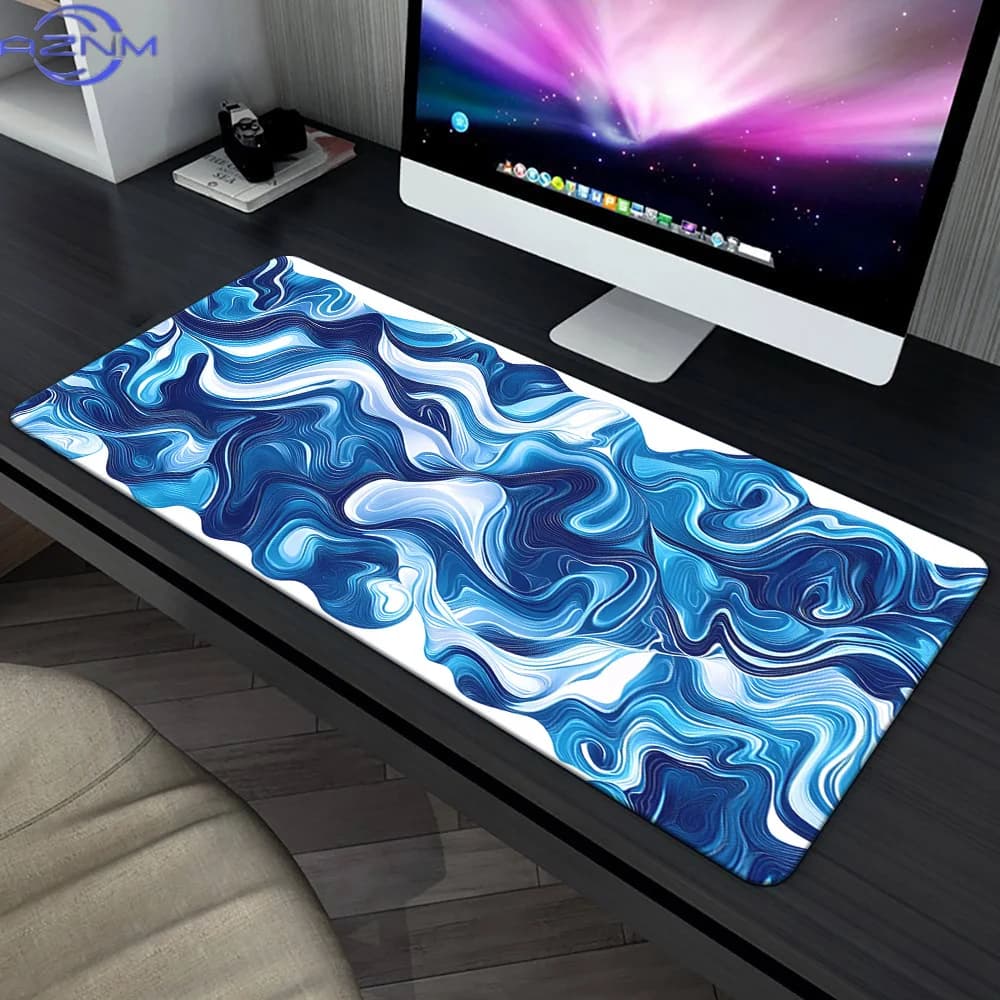 [Vibrant Appeal] Large Blue Waves Gaming Mouse Pad - Waterproof, Anti-Slip Rubber Desk Mat for PC & Laptop, Soft Office Accessor