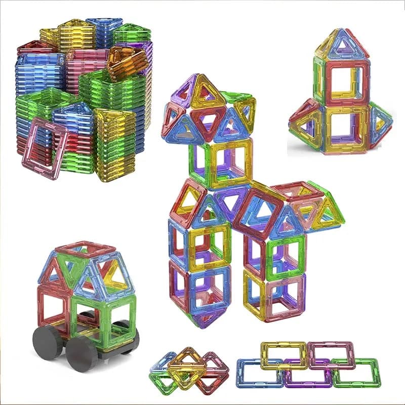 Blocchi Magnetici da Costruzione di Grandi Dimensioni, Piastrelle Magnetiche Fai-da-Te, Giocattoli Educativi Montessori STEM per Bambini