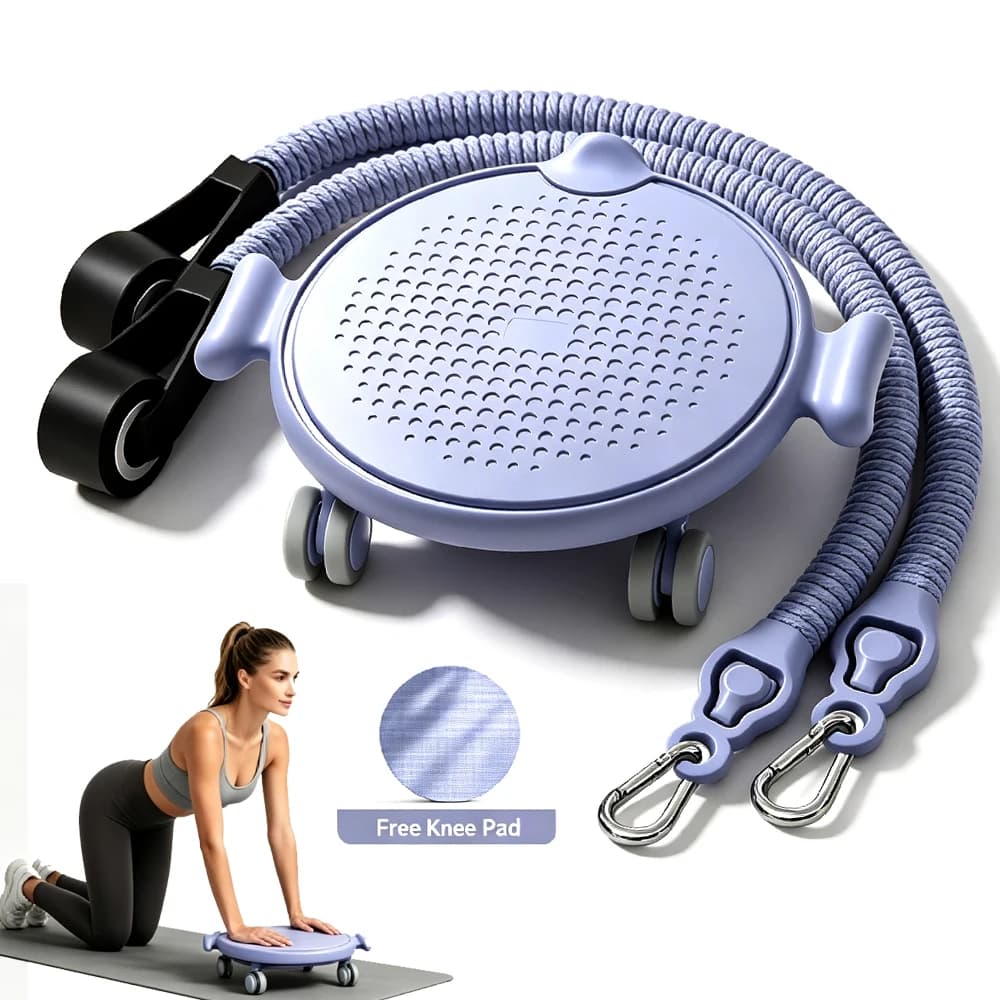 Ab Roller Wheel with Knee Pad & Resistance Bands, 360° Silent Core Exercise Equipment for Home Gym, Abdominal Strength Training
