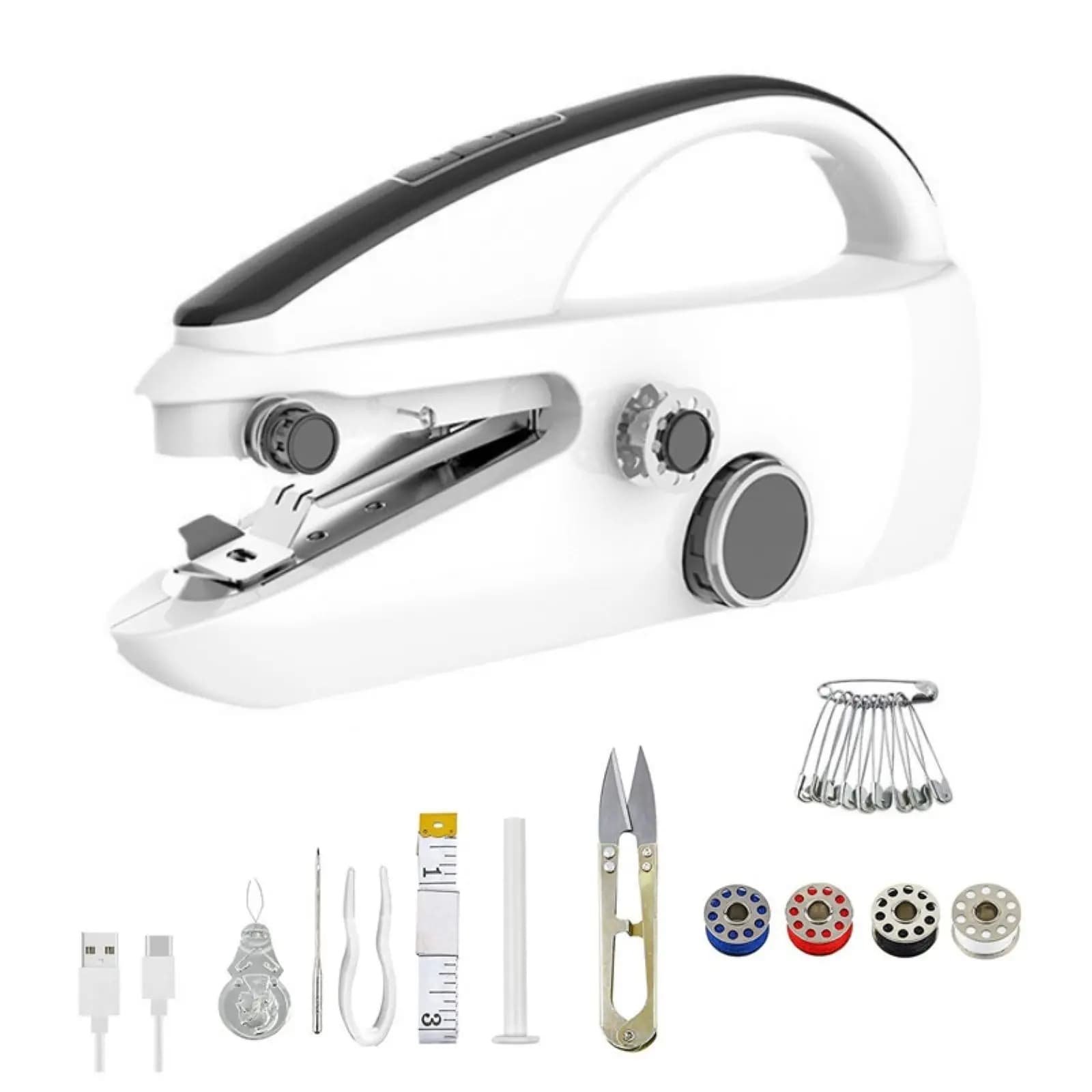 1 Set Macchina da cucire portatile USB elettrica Abiti pratici Strumenti da viaggio per la casa Rammendo automatico Macchine per sartoria Artigianato manuale