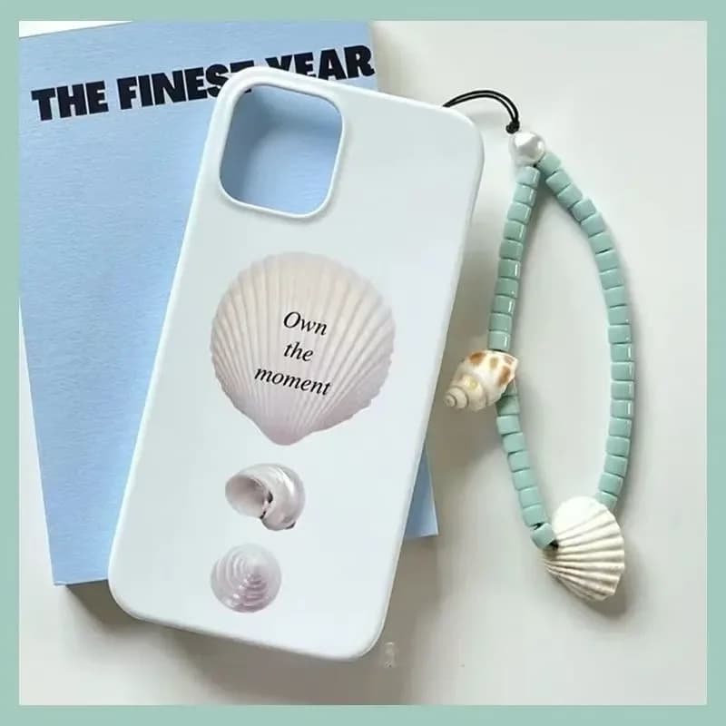 Ins Cute Seashell Print Minimalist Advanced Y2K Phone Case For iPhone 17 Air 16 15 14 13 Pro Max 16 Pro 15 Plus Anti-Drop Cover