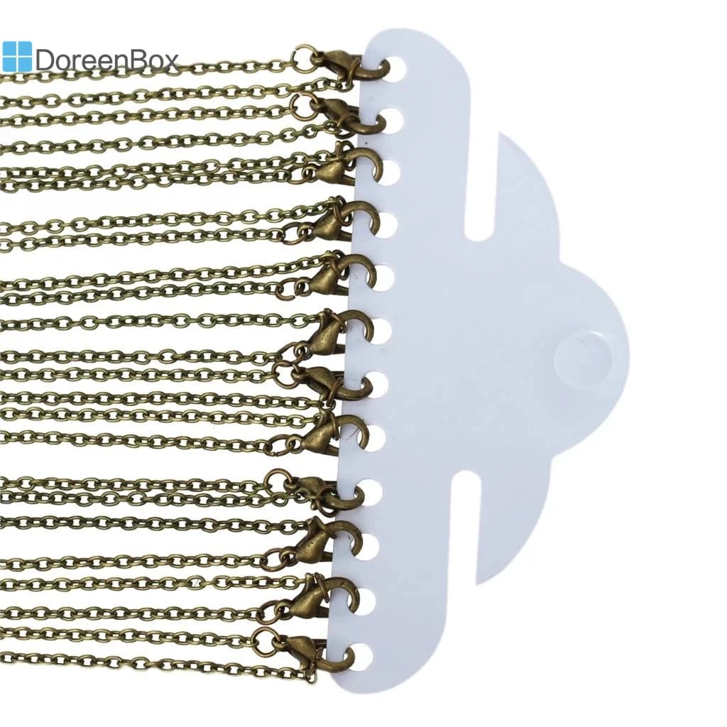 DoreenBox collana di gioielli catene portacavi in bronzo antico piombo e nichel sicuro aragosta chiusura maglione catena fai da te per le donne 62cm 12 pz