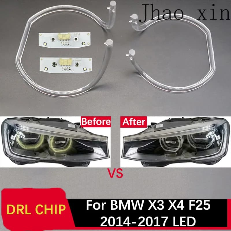 Circuito LED Angel Eyes per BMW X3 X4 F25 2014-2017, Luci Diurne DRL, Striscia Guida CHIP, Ballast, Tubo Luminoso Bianco