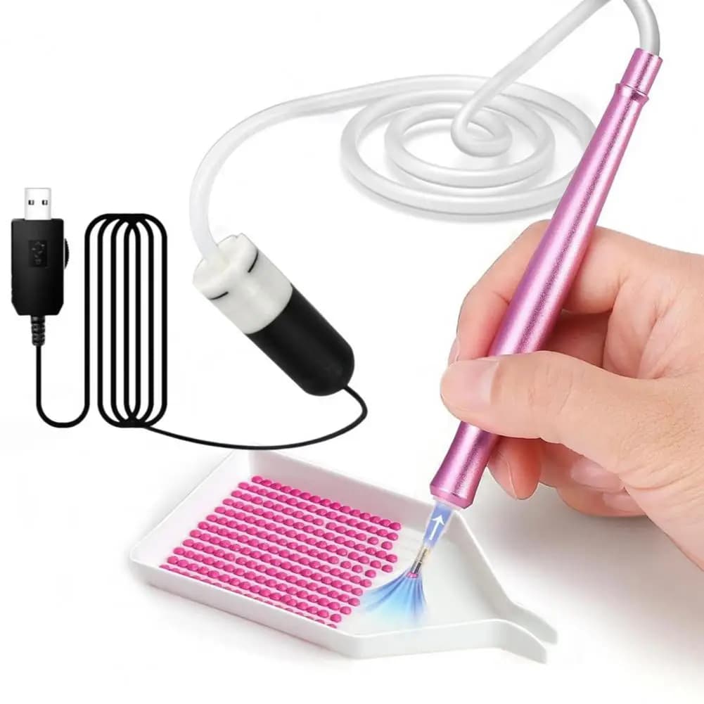 Electric Pen for Vacuum Diamond Art - 5D Tray Style without Wax for Adults and Children, Easy DIY Craft Tool for Painting with Gems