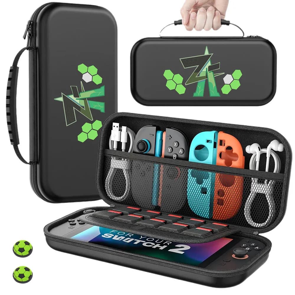 Custodia da trasporto portatile per Switch 2 Borsa da viaggio Guscio rigido Accessori NS2 Custodia protettiva con cappucci per impugnature per pollice gratuiti