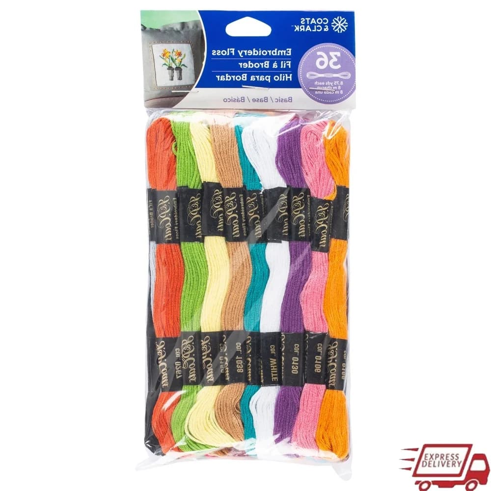 Filo da ricamo in cotone 100 Filo interdentale 36 ovini Multicolor 8,75 metri Punto croce Artigianato Quilting Smocking Valore Pack