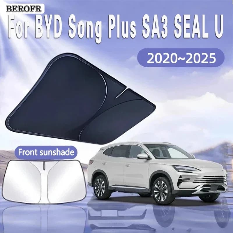 For BYD Song Plus 2020~2025 SA3 Car Sun Visor Front Windshield Sunshade Heat Insulation Summer Cooling Auto Accessories Foldable