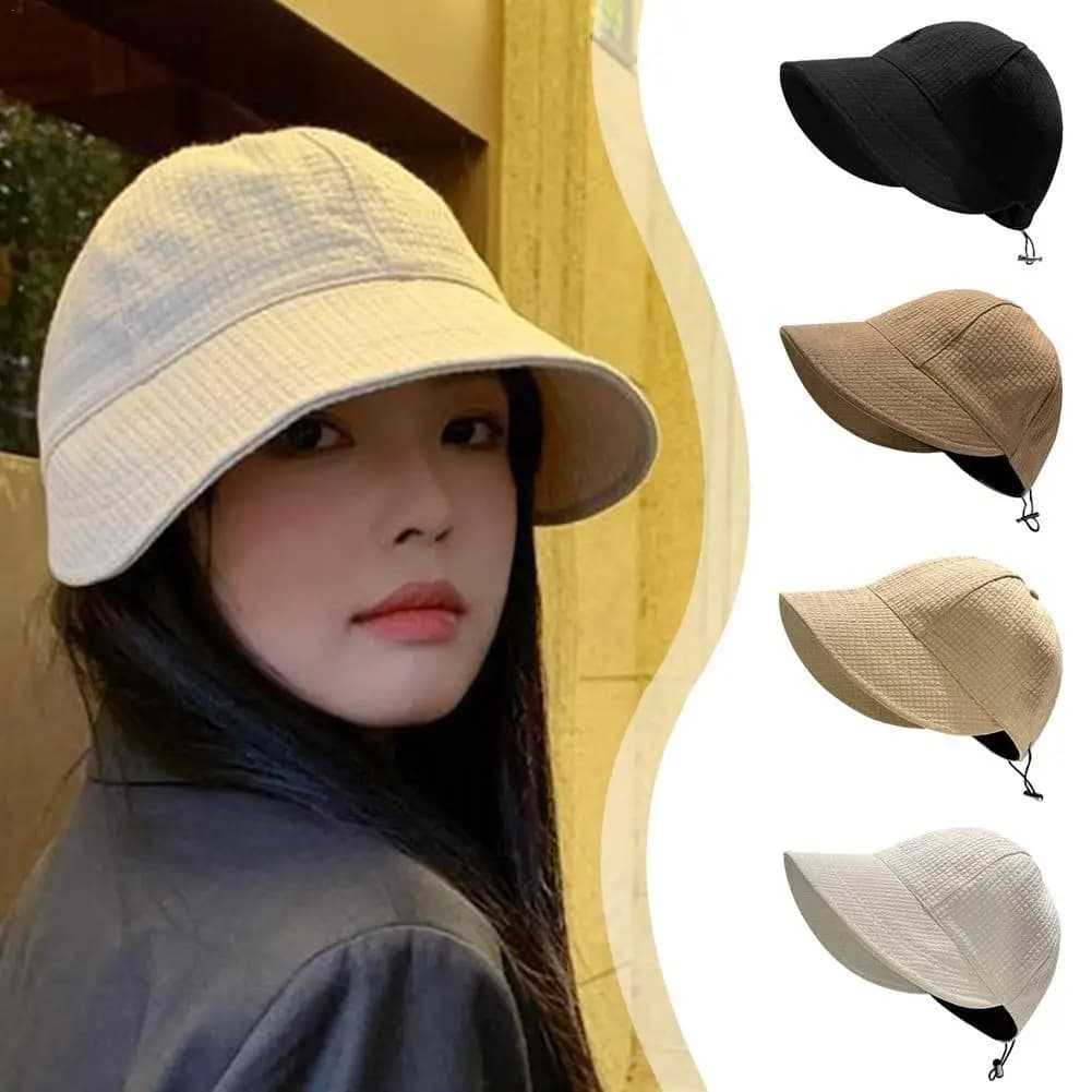 Cappello da sole estivo pieghevole cappello da pescatore a tesa larga da donna cappello da donna con protezione UV regolabile da spiaggia all'aperto Panama Caps cappellini a coda di cavallo