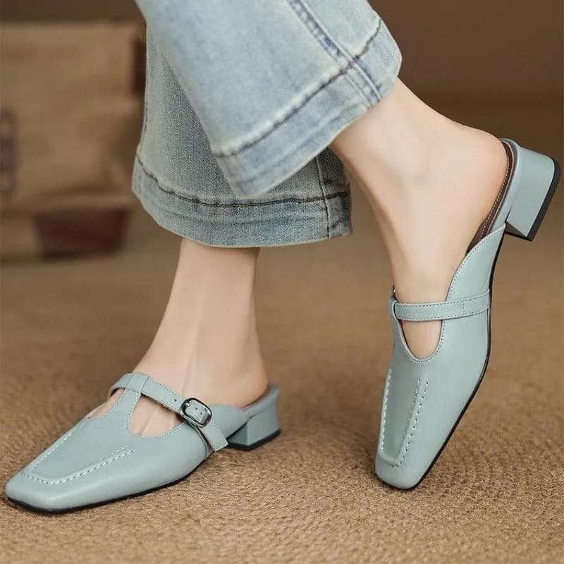 Coarse and New Chinese Style Baotou Half Slippers for Women's Summer Outerwear Fashion Lazy Sandals