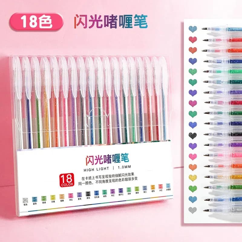 8/12/24/36 Colors Glitter Gel Pens Retractable and Uncap Type Writing Art Marker Coloring Drawing Office Student Stationery