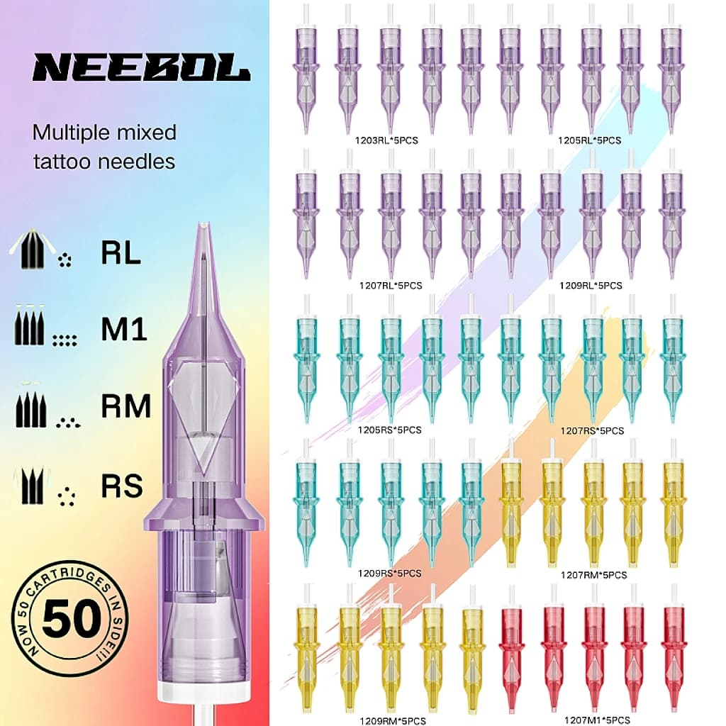 50 Mixed Measures, Round Liner, Shader, Magnum, Disposable with Membrane
