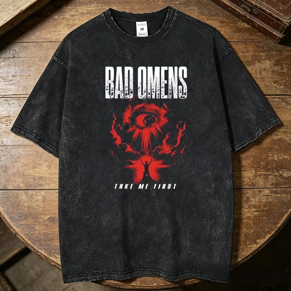 Bad Omens Vintage Washed cotton shirt men graphic Trendy aesthetic Pop Culture anime t shirt Digital aesthetic Y2k Comfortable