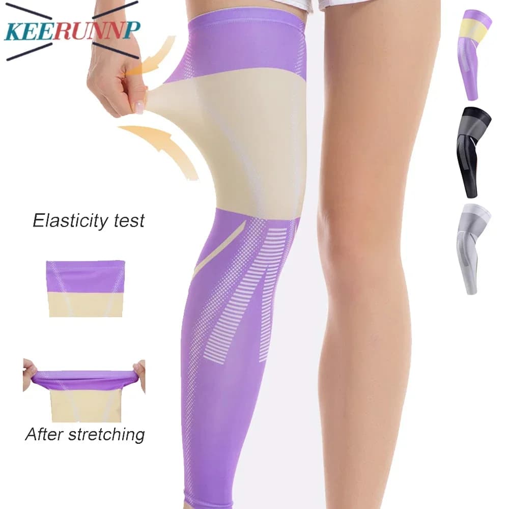 1 pezzo di maniche a compressione per gambe a figura intera per vene varicose, corsa, ciclismo, sport, protezione UV, supporto per ginocchio per donne e uomini