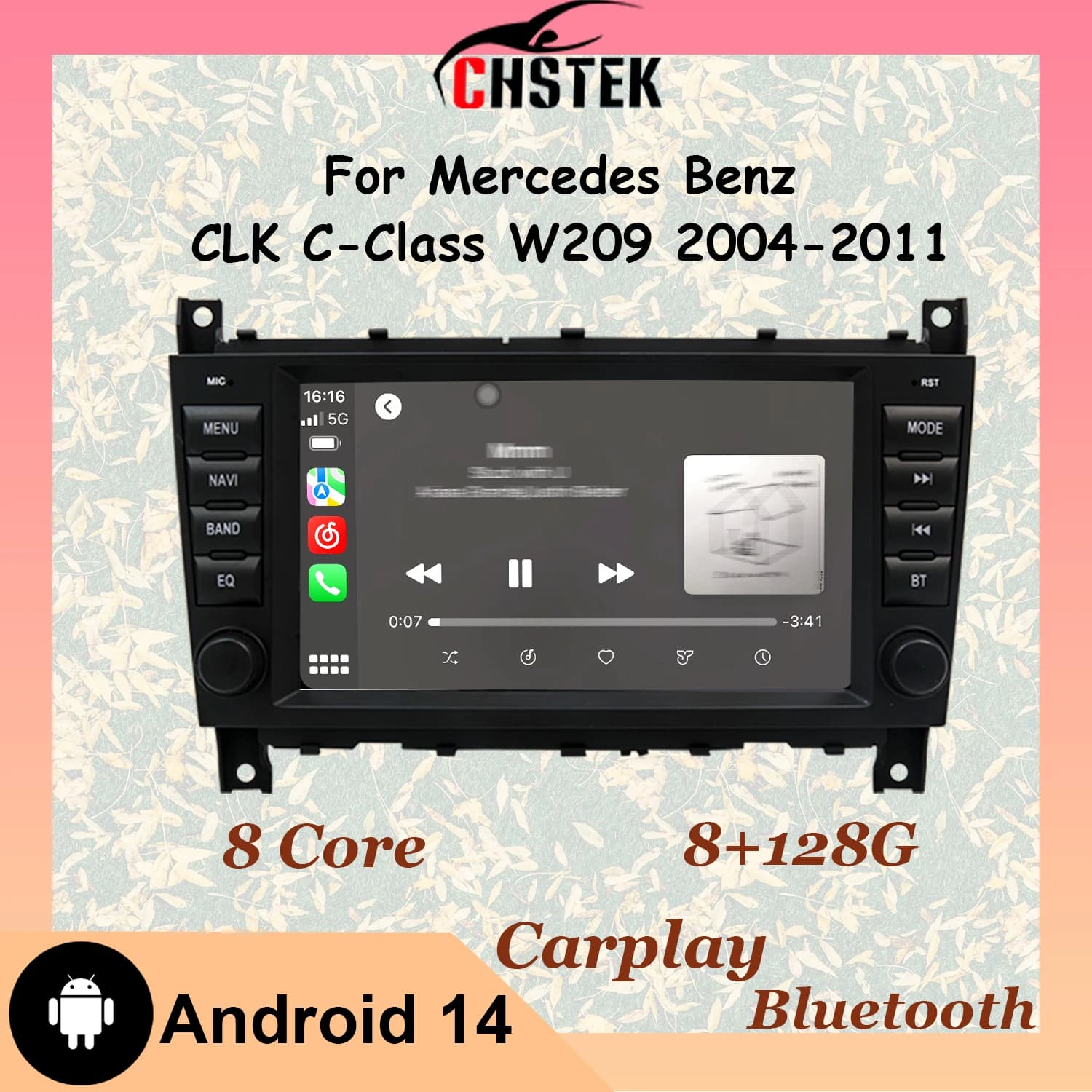 CHSTEK Android 14 Autoradio For Mercedes Benz C-Class W209 W203 C180 C209 CLK Carplay Navigation Map WIFI GPS RDS Bluetooth Auto